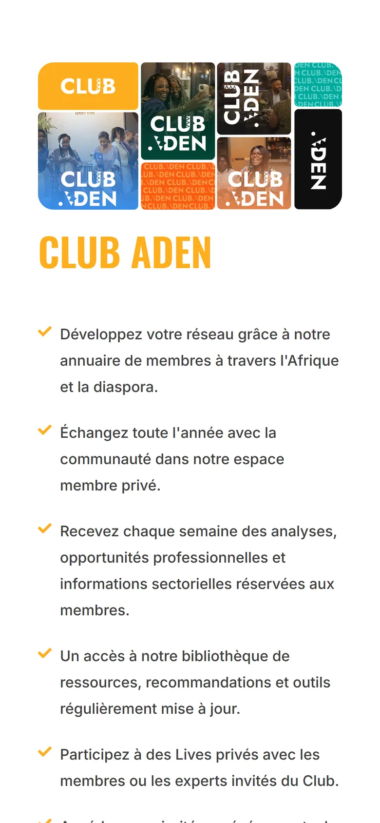 Page d’adhésion sur mobile.