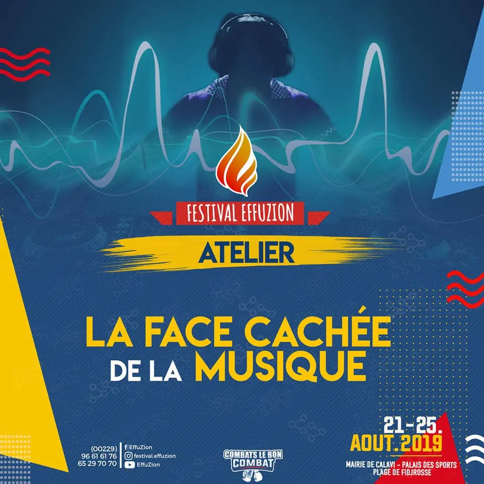 Visuel d’atelier : « La face cachée de la musique ». Support de la campagne du Festival Effuzion 2019.