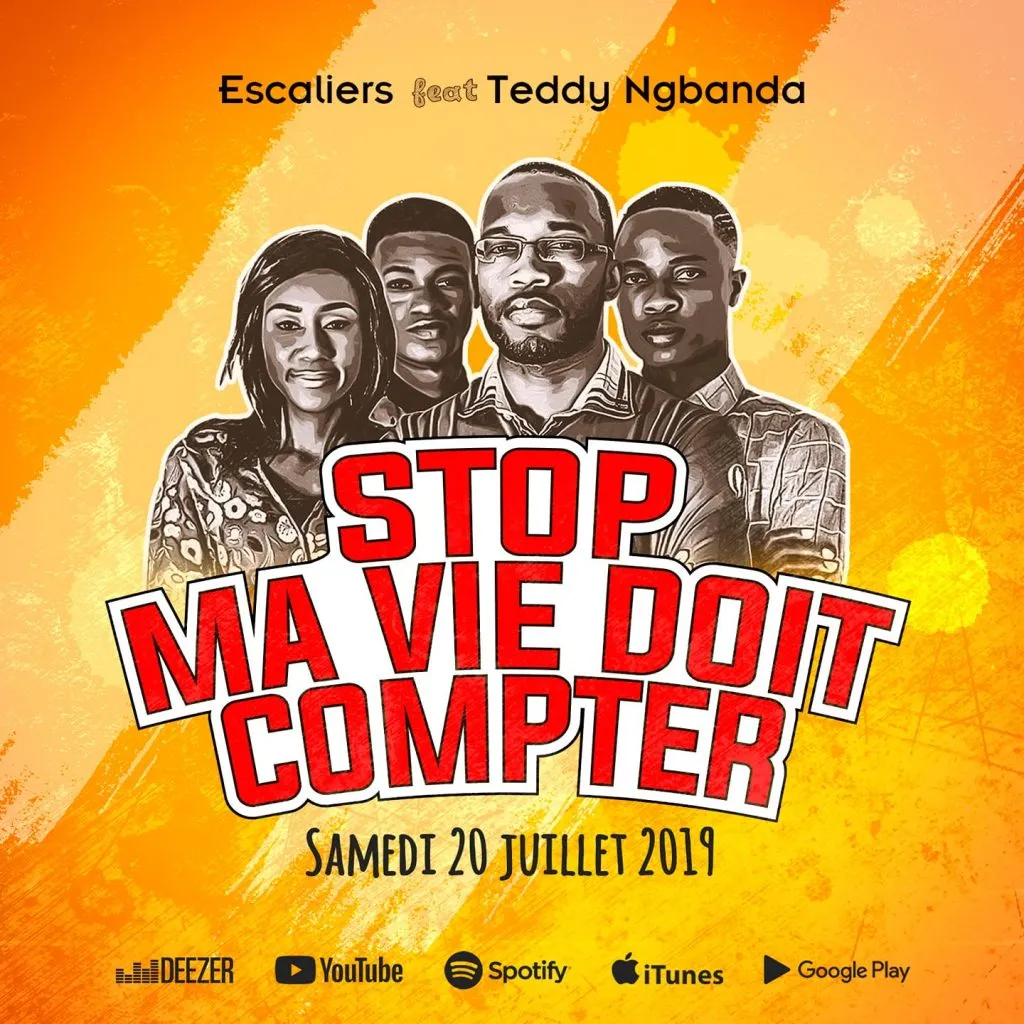 Pochette « Escaliers feat Teddy Ngbanda — STOP Ma vie doit compter », samedi 20 juillet 2019. Visuel d’archive Escaliers.