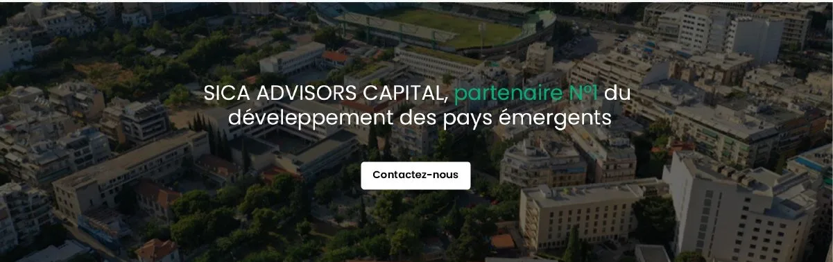 Bandeau de conversion sur vue aérienne : « partenaire N°1 du développement des pays émergents », bouton Contactez-nous. Archive du site livré.